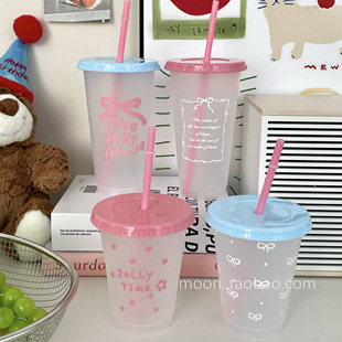 ins自制汽水塑料吸管杯子大容量高颜值女生家用可循环吸管杯水杯