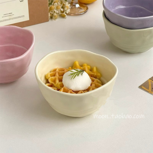 可爱陶瓷饭碗个人专用奶油风餐具高颜值水果沙拉碗燕麦酸奶早餐碗