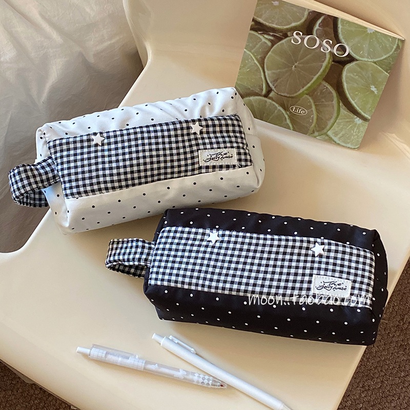 韩系ins风慕斯笔袋初中女生桌面高颜值文具盒铅笔盒大容量收纳袋