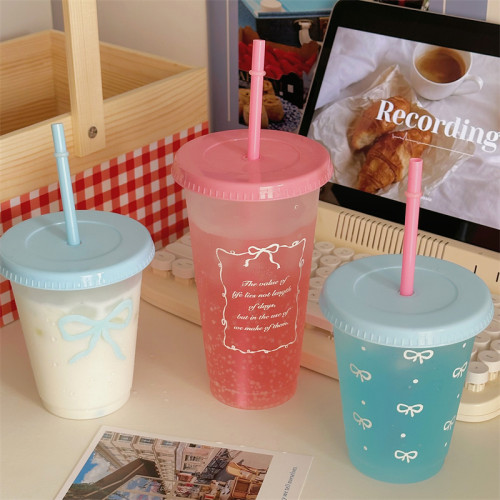 可爱水杯女生随手喝水杯夏季大容量塑料吸管杯冷饮自制奶茶咖啡杯
