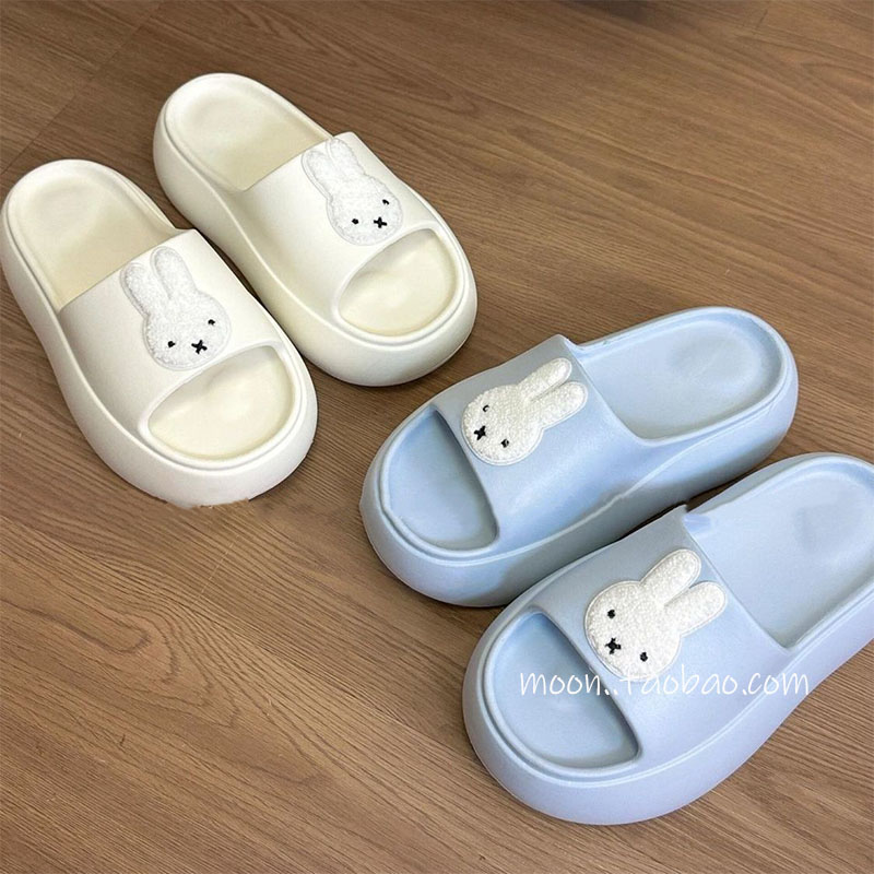 网红爆款拖鞋女ins兔子厚底一字拖防滑夏季女外穿凉拖鞋情侣居家