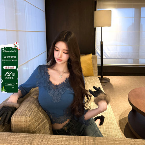 viola【典藏蕾丝】es古董收藏级vtg重工蕾丝拼接针织上衣复古优雅