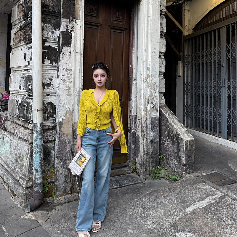 【现货】viola【开年神裤】 手工链条bling爆闪烫钻水洗牛仔裤