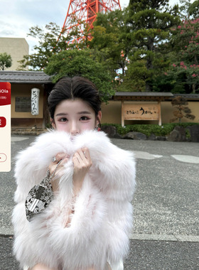 viola【糖果雪狐】 saga级进口皮奶fufu定染色狐狸毛皮草外套气质