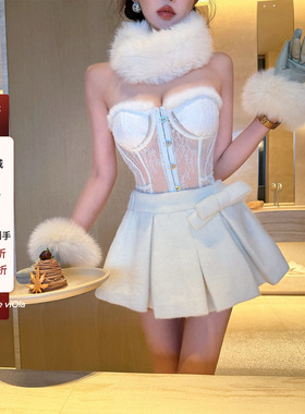 viola【雪顶少女】 mar*c2k+立体蝴蝶结20羊毛带短裙法式小心机