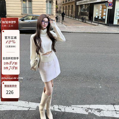 viola【高智美貌】3k+私服小众“云朵绒”触感 镂空毛衣短款高领