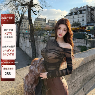 viola【斯嘉丽】 致命性感狙击 mug*ler 两色网纱褶皱连体衣