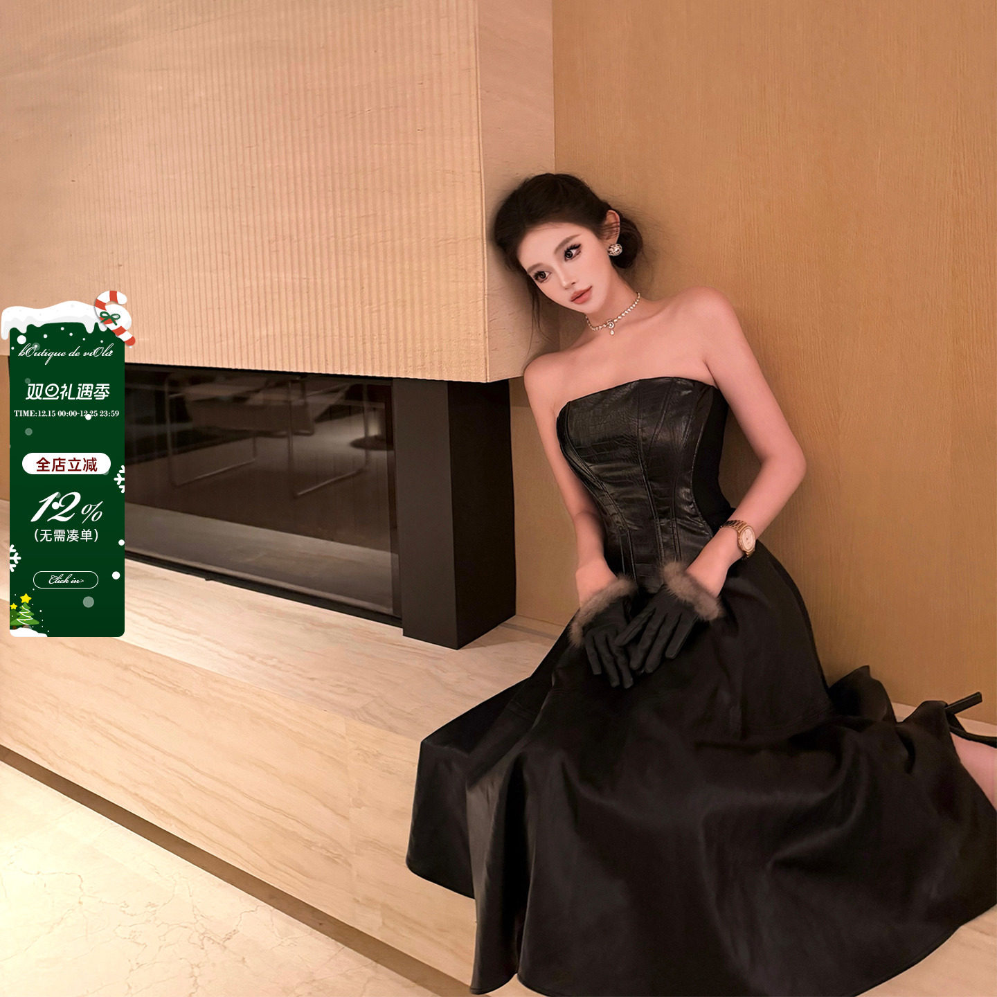 viola【美丽恶女】elsa*f 9K+超棒质感 鳄鱼纹鱼骨胸衣套装高级感