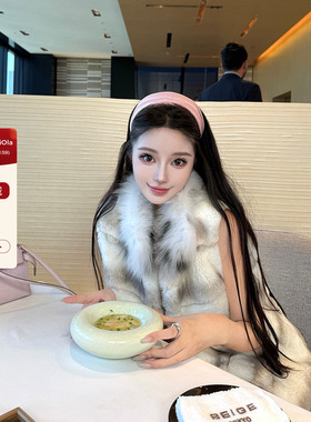 viola【龙猫精灵】baby獭兔稀有卡布奇诺色拼接山猫领皮草马甲