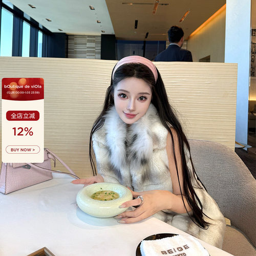 viola【龙猫精灵】baby獭兔稀有卡布奇诺色拼接山猫领皮草马甲