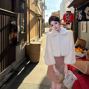 现货 viola【梦中情貂2.0】25款 芬兰进口saga珍珠白本色皮草宽松