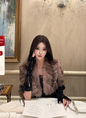 viola【千金紫貂】希腊进口紫貂！鱼骨纹工艺中袖皮草外套
