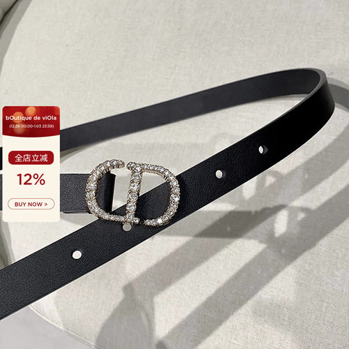 viola【巴黎地图】全钻 腰间的魅力电镀五金字母镶钻牛皮腰带