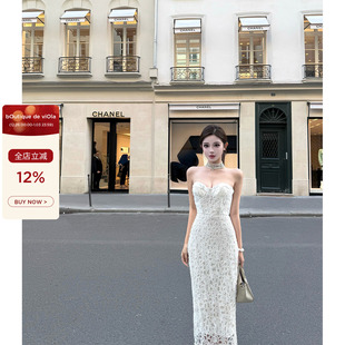 抹胸连衣裙贵妇气质 es定制yb刺绣蕾丝私服开版 viola 秀场蕾丝