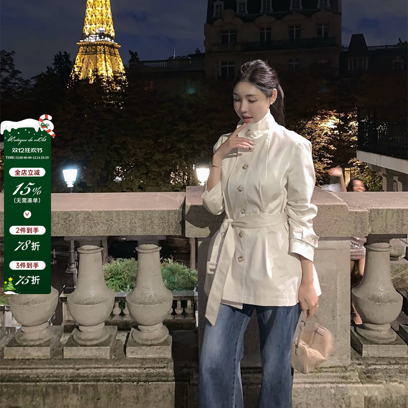 viola【韩女老钱】lap*la进口100棉yb面料高智感立领风衣