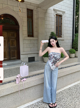 viola【我不是牛仔】夏季休闲百搭垂感宽松高腰显瘦天丝牛仔裤女