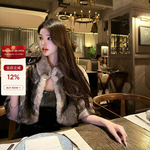 viola bab獭兔本色十出一巨稀有整皮皮草外套贵妇 限定熊猫兔