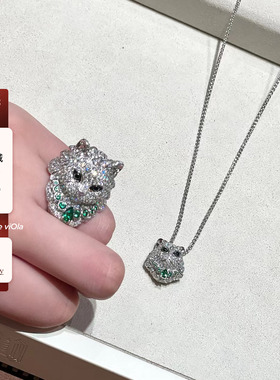 viola 【梦中情宠】40W Bouch*宝石猫咪古董级祖母绿戒指项链