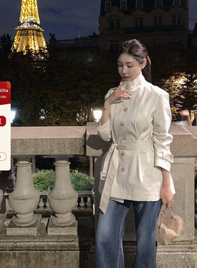 viola【韩女老钱】lap*la进口100棉yb面料高智感立领风衣