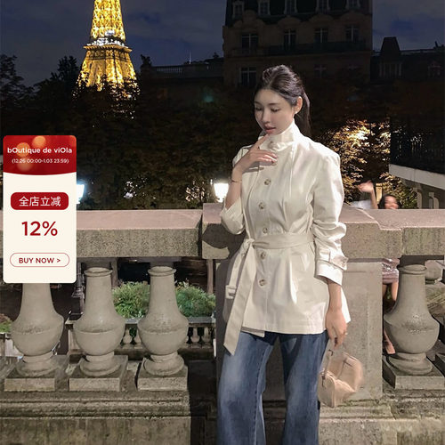 viola【韩女老钱】lap*la进口100棉yb面料高智感立领风衣