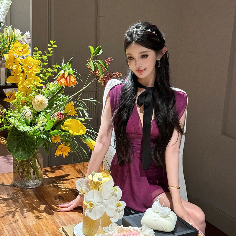 【现货】viola【紫荆花】生日典藏私服vale*古着70晚宴系列连衣裙