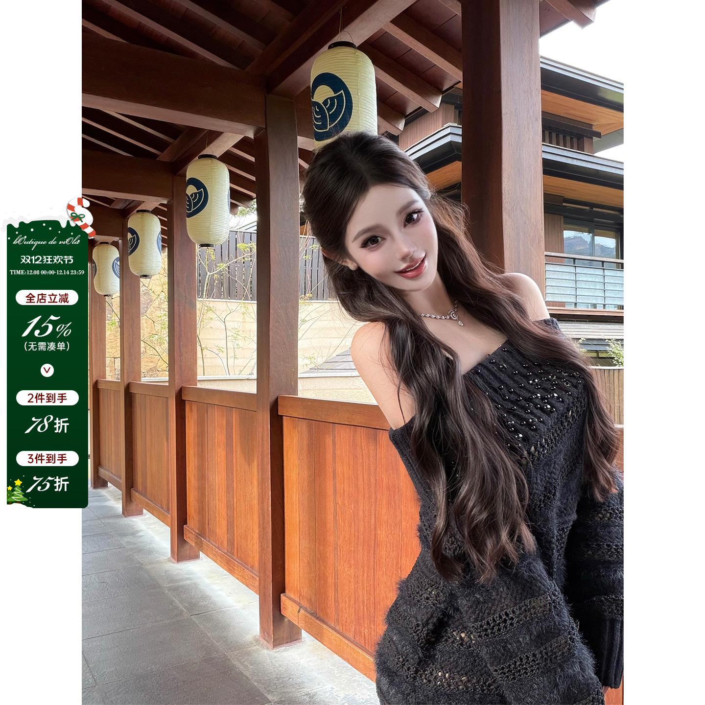 viola【浪漫序曲】ral*laur紫标秀款 重工手缝珍珠钻毛衣优雅气质