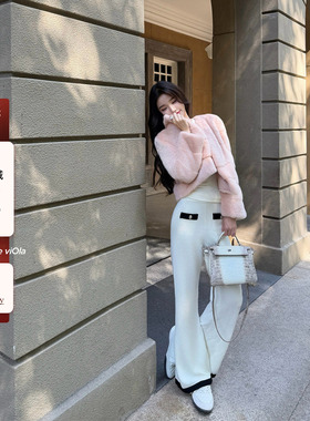 viola【Coco针织裤】Chane*25N滑雪季羊毛双拼色神级垂垂裤休闲裤