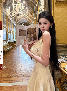 viola【中古白露】give*chy法式复古重工刺绣钉珠蕾丝拼接连衣裙