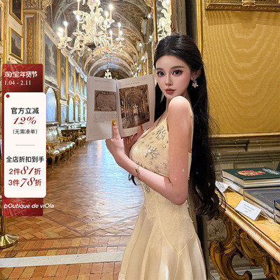 viola【中古白露】give*chy法式复古重工刺绣钉珠蕾丝拼接连衣裙