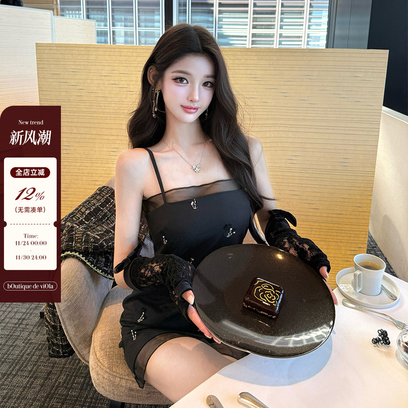 viola【蕾拉小姐】小韩dg一个月私服重工手工钉珠网纱连衣裙