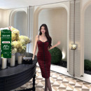 elis 摩洛哥王妃同款 fran8k勃艮第红连衣裙 天使王妃 viola