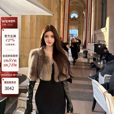 viola【巴黎千金】M1u整皮本色贝贝狐！芬兰进口皮草外套贵妇感