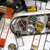 记忆胶卷PET防水手帐胶带复古胶片胶卷英文边框手帐拼贴装 饰素材