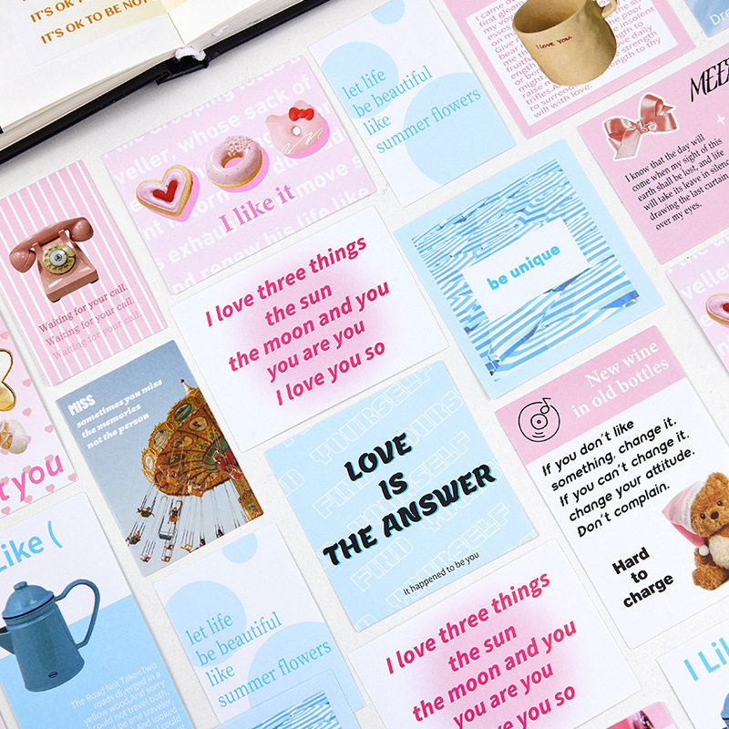 心动瞬间手账贴纸少女心小熊英文盐系手帐造景拼贴装饰素材贴画