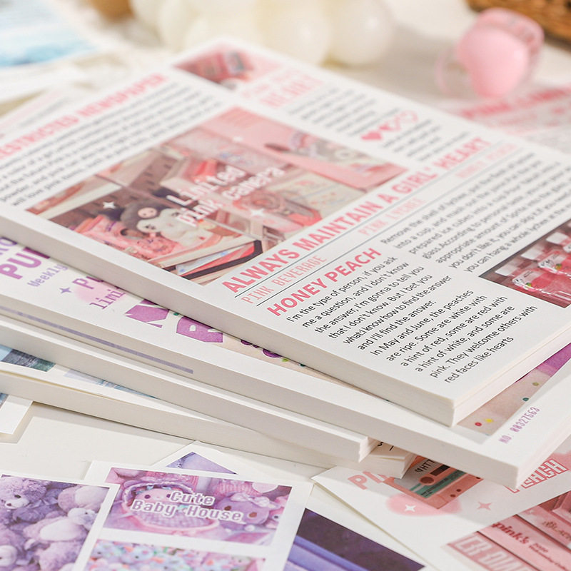 月落星沉手帐素材纸本复古英文盐系手账造景拼贴装饰打底背景纸