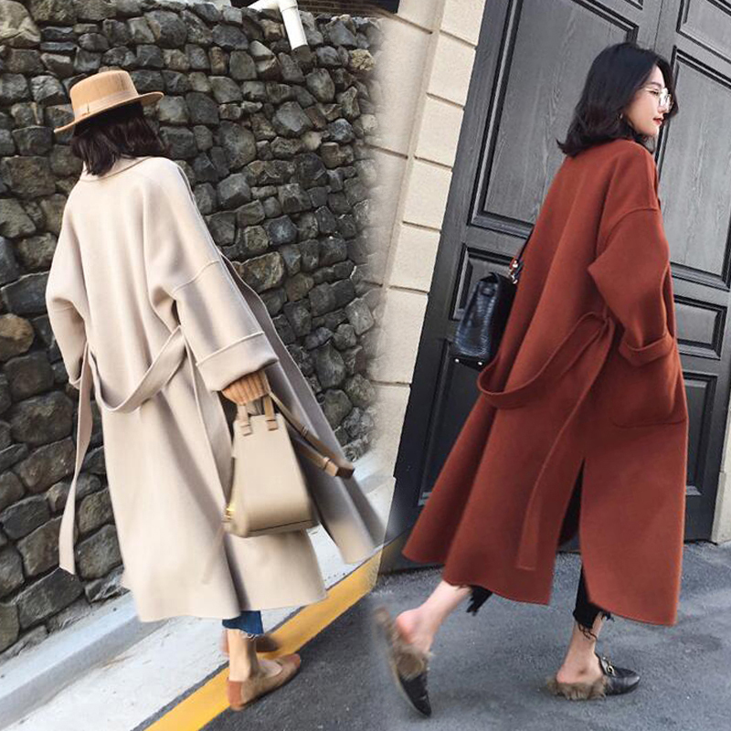 双面羊绒毛呢大衣女中长款2018新款呢子大衣韩版高?#19997;?#26494;过膝外套