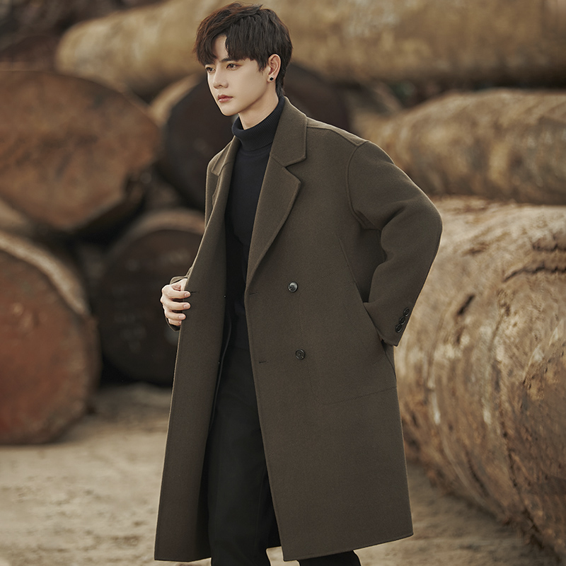 秋冬羊毛双面呢子大衣男士中长款