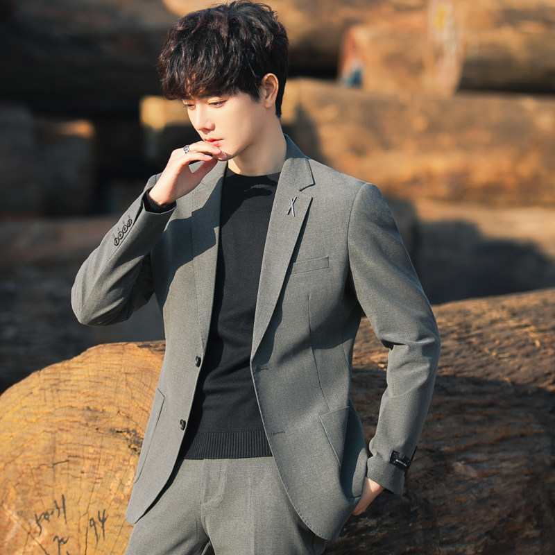 春秋季西服套装男士正装23新款韩版痞帅高级感休闲小西装外套单件