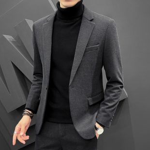 休闲西装 加厚毛呢子小西服套装 外套韩版 帅气秋冬季 上衣单 修身 男士