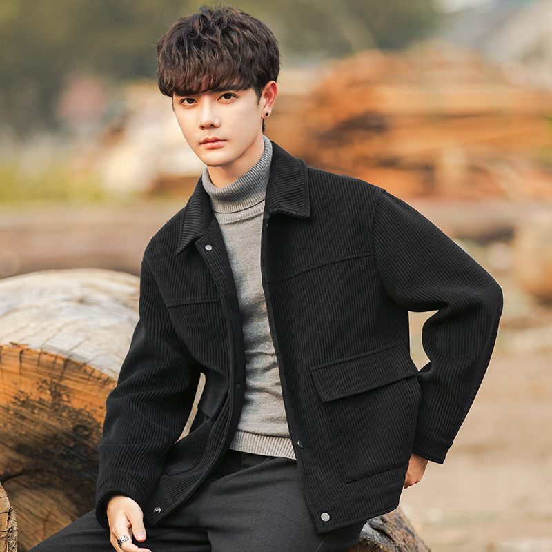 2026新款男士夹克春秋季痞帅休闲灯芯绒外套男装潮牌翻领秋装上衣