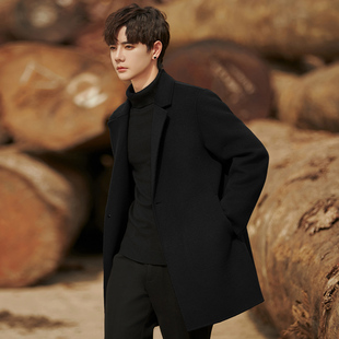 双面羊毛呢大衣男中长款秋冬季新款韩版潮加厚高级感呢子外套风衣