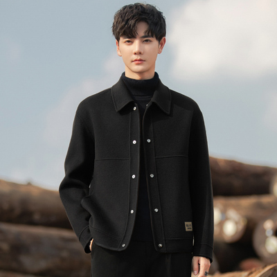 秋冬新款男士双面羊毛呢夹克外套