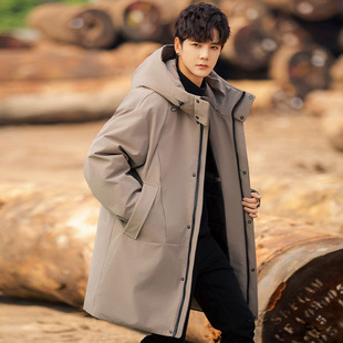 高级感男士冬季羽绒服2024新款加厚白鸭绒中长款青少年外套风衣潮