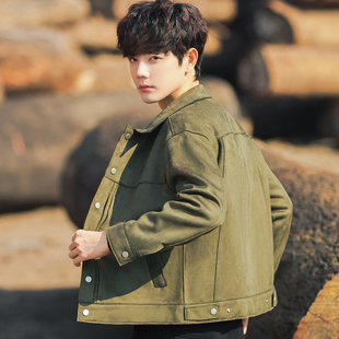 春秋季麂皮绒夹克男士休闲潮流男装搭配一套帅气机车外套工装上衣