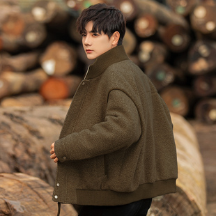 羊羔毛羽绒服男士2024新款秋冬季加厚摇粒绒夹克男装颗粒绒外套潮