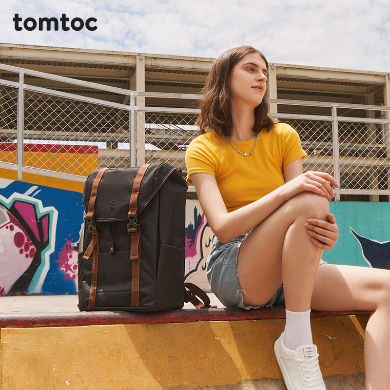 tomtoc VintPack A1城市经典双肩包旅行背包女书包男士电脑包TA1