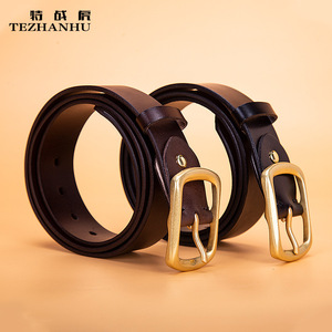 新款皮带腰带男士学生针扣头时尚商务铜扣头层牛皮简约中青年