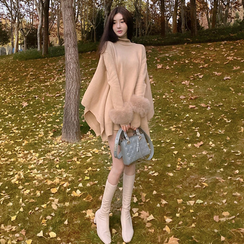 高领宽松针织宽松毛衣加厚外套