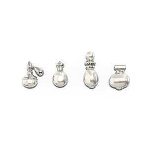 DAILY迷你天然珍珠香水瓶银镀金不对称耳钉耳骨四件套组 TOGGLER