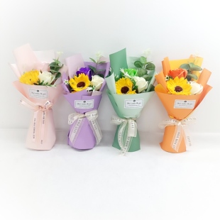 教师节仿真花束玫瑰香皂花束向日葵太阳花宴庆回礼伴手礼手工皂花
